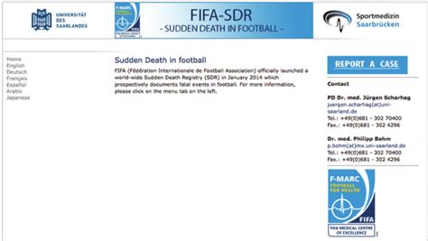 players to have a sports medical certificate in order to compete, . . Fifa sudden death registry